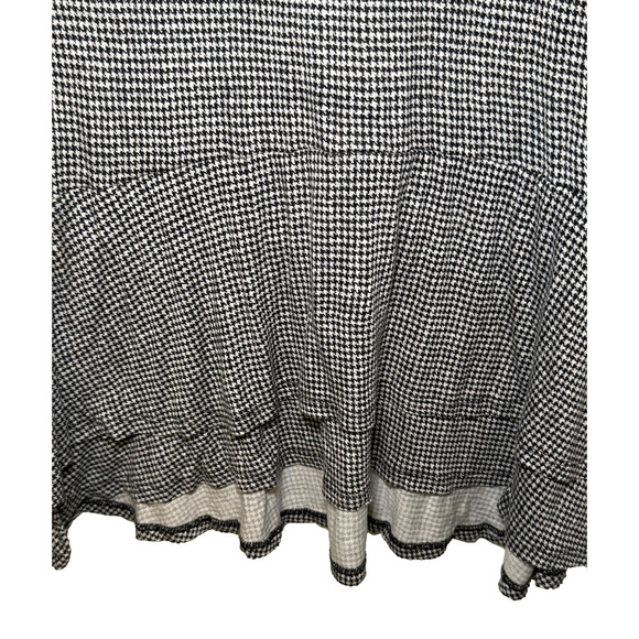 Michael Kors Peplum Top Womens Large Black White Houndstooth Check Long Sleeve - Picture 4 of 6